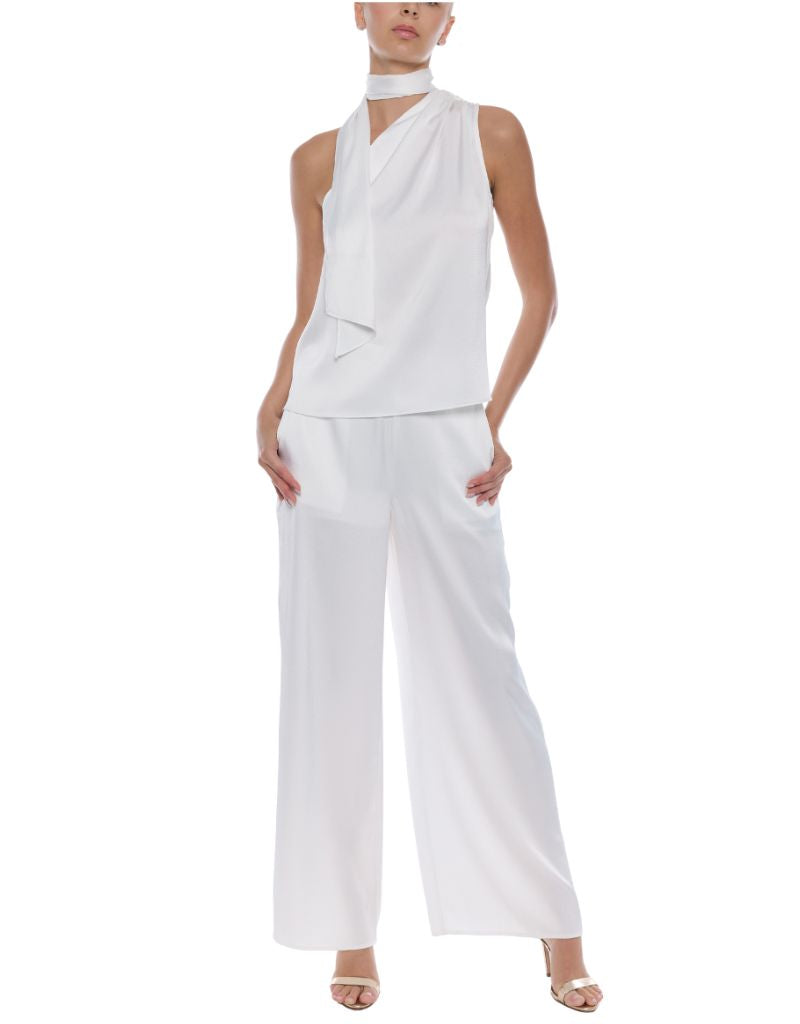 Caliope Hammered Scarf Blouse White