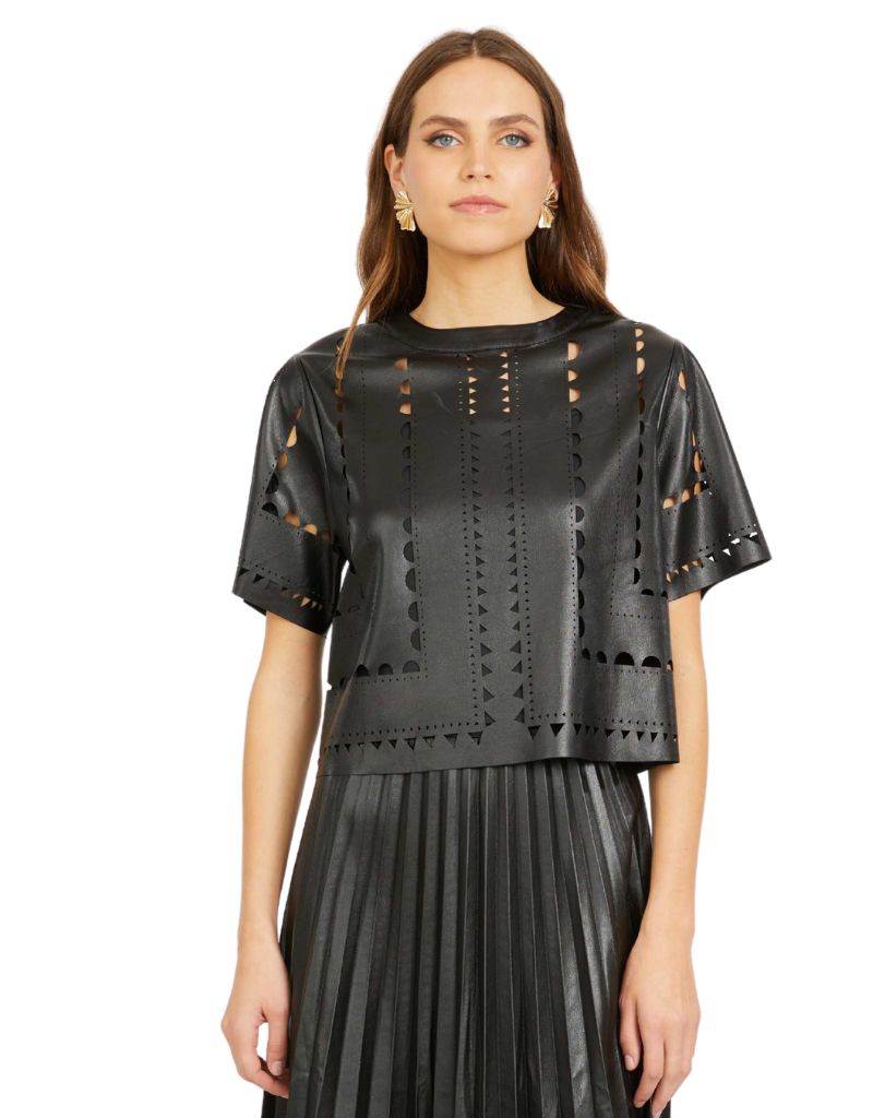 Anisa Top in Black Vegan Leather