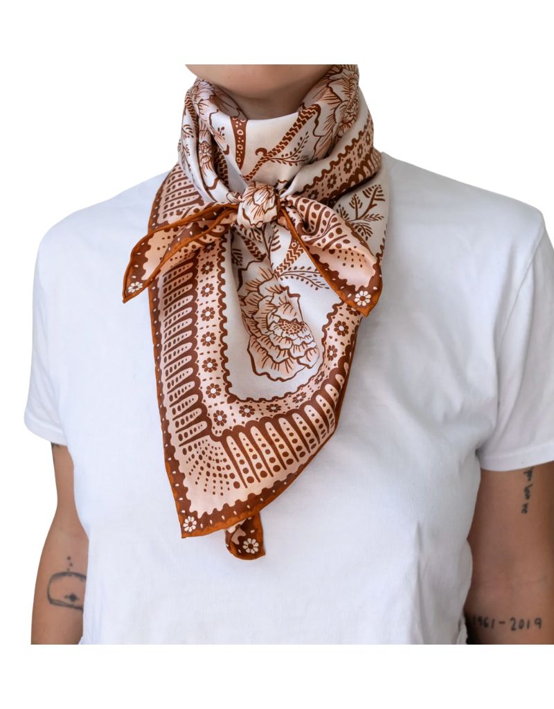 Silk Twill Large Scarf Ramble in Sandstone