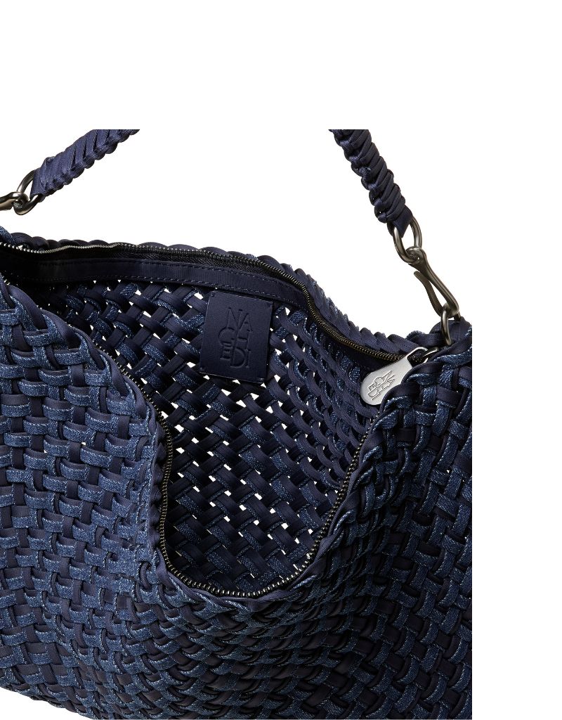 Porto Medium Half-Moon Bag Double Weave Indigo