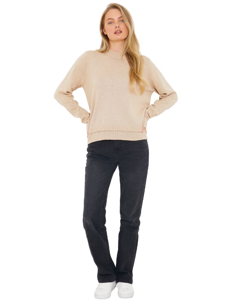 Wispr Double Welt Crew Crema