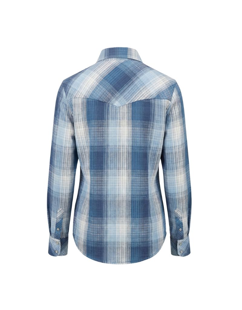 Blue Jean Plaid Western Shirt
