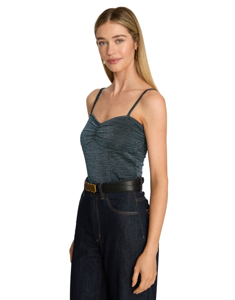 Chelsea Top in Teal Metallic Knit
