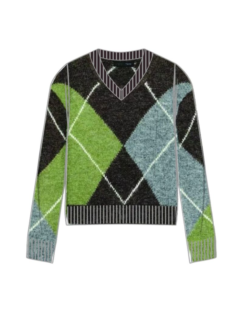 Diamond Intarsia V-Neck Multi