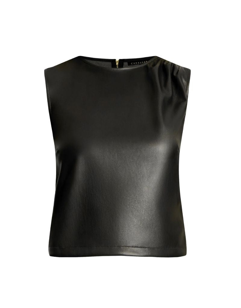 Jag Top in Black Vegan Leather