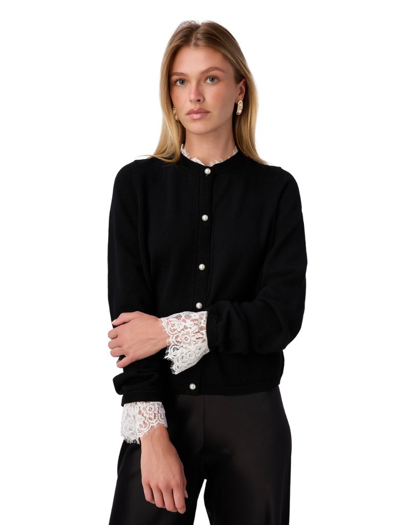 Eliana Cardigan Black White