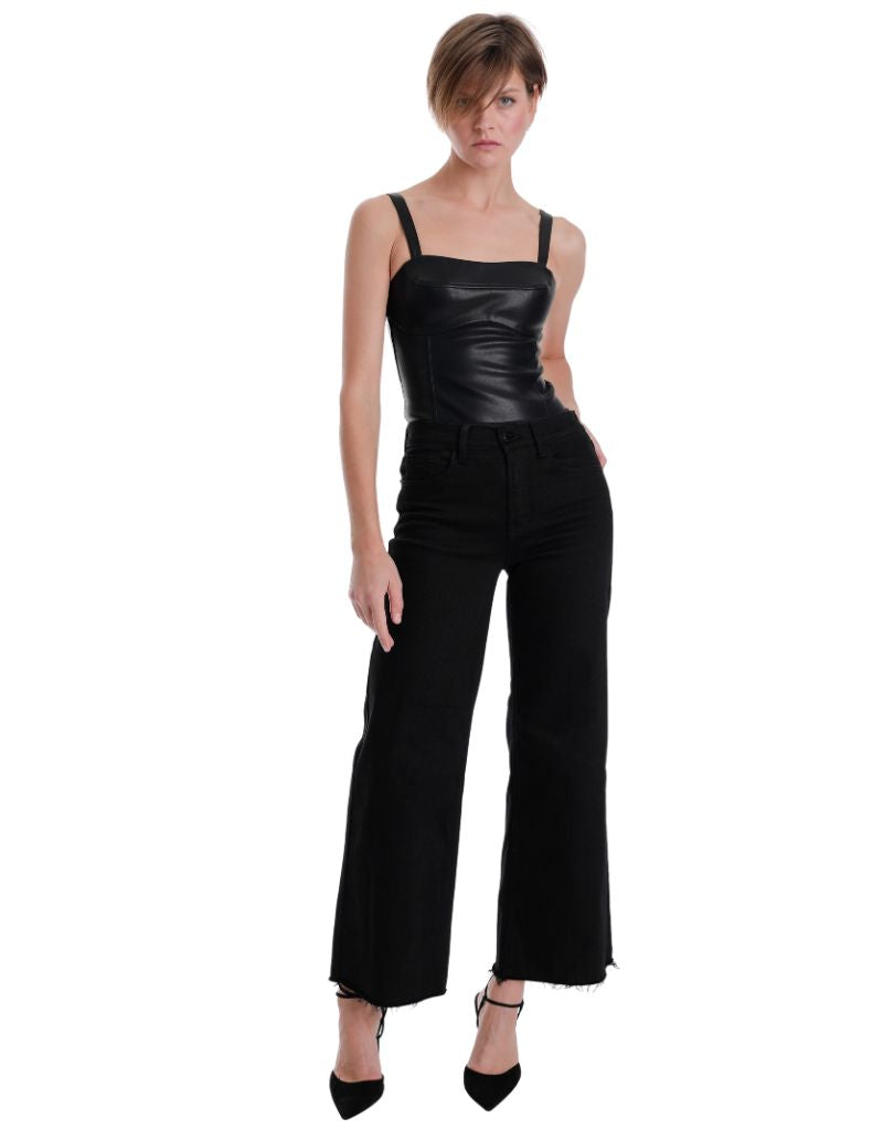 Natalie Vegan Leather Bodysuit Black