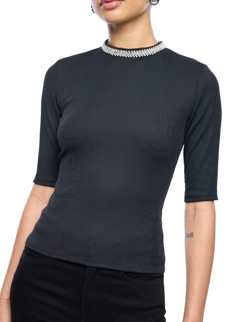 Annette Crystal Top Black