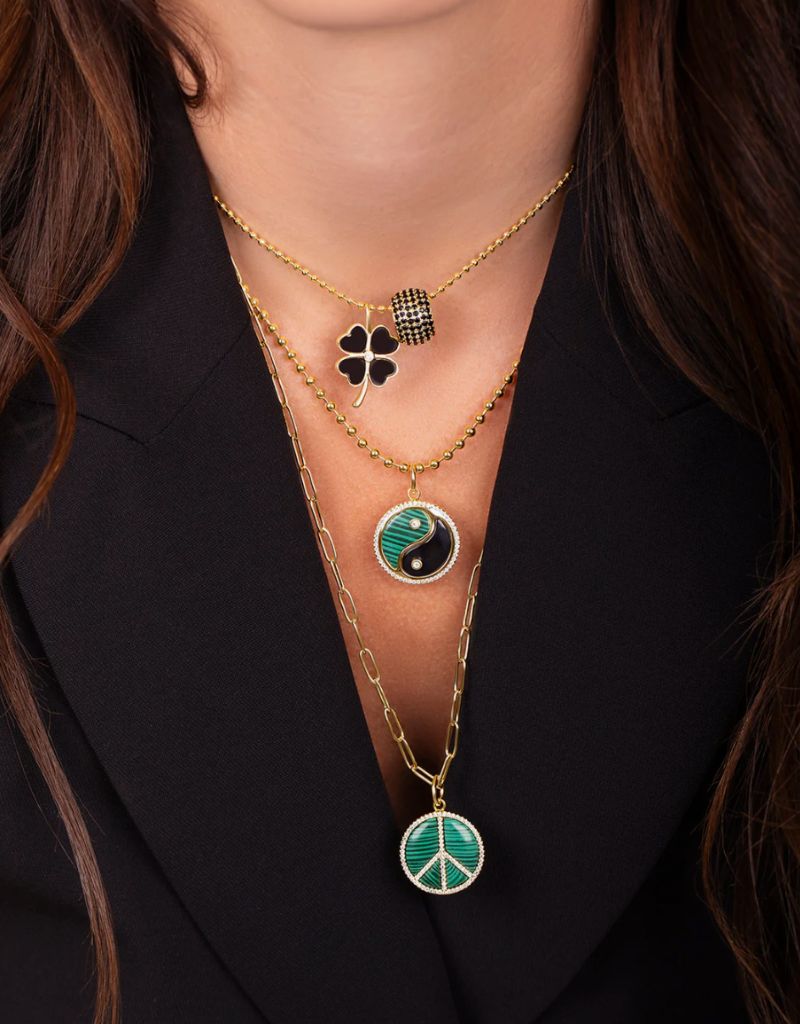 Yin Yang Stone Charm Black