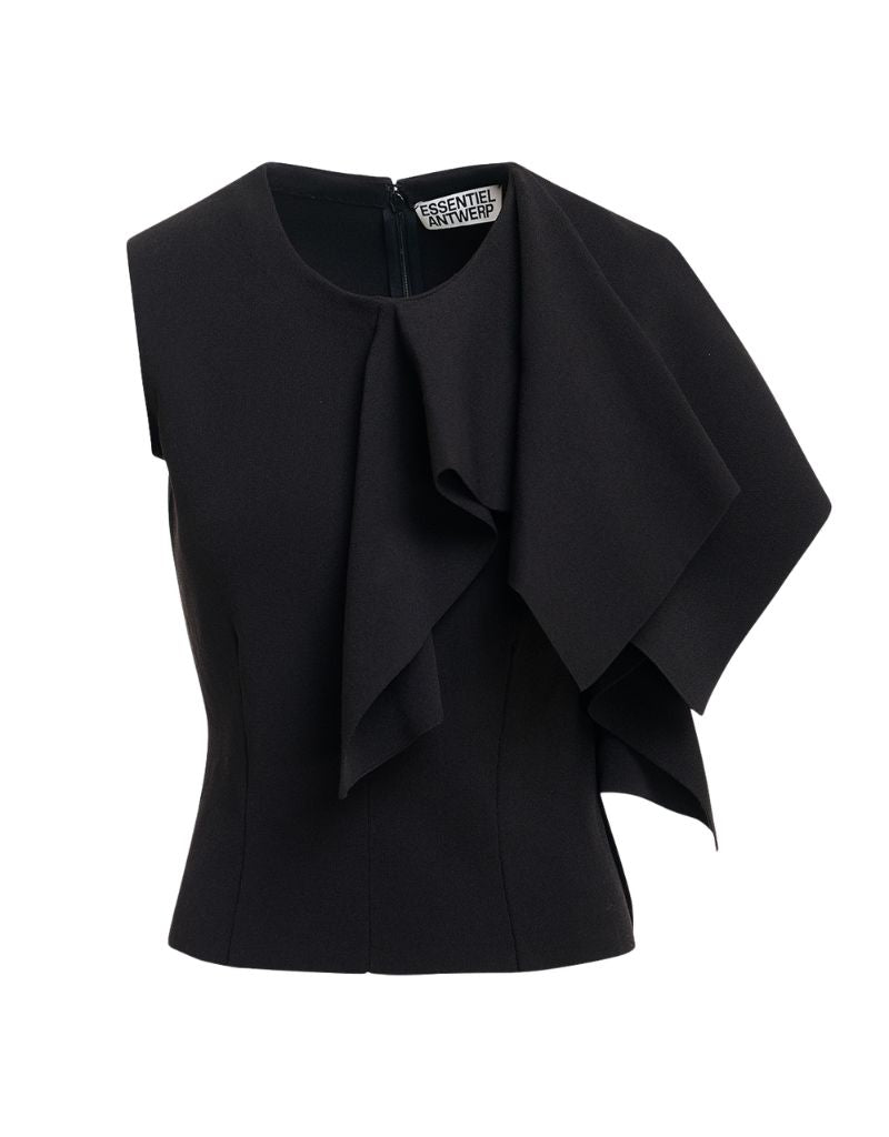 Know Knitted Top with Frill Black F26