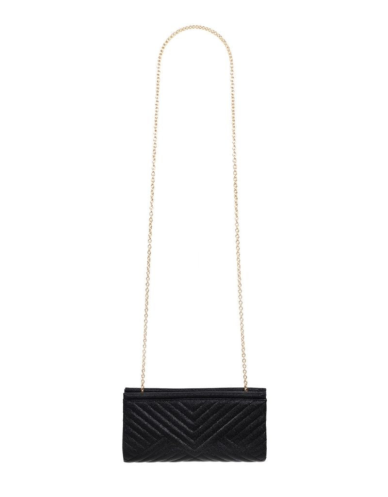 Quilted Clutch in Caviar Leather SRB-L2489 Black