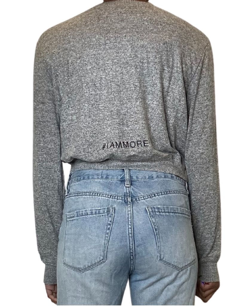 Strong + Beautiful cropped grey sweatshirt back view