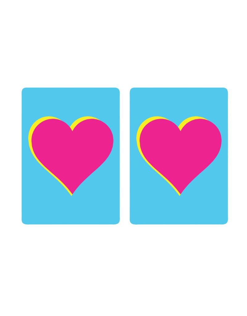 Playing Cards Plastic PVC Pink Heart on Blue Background