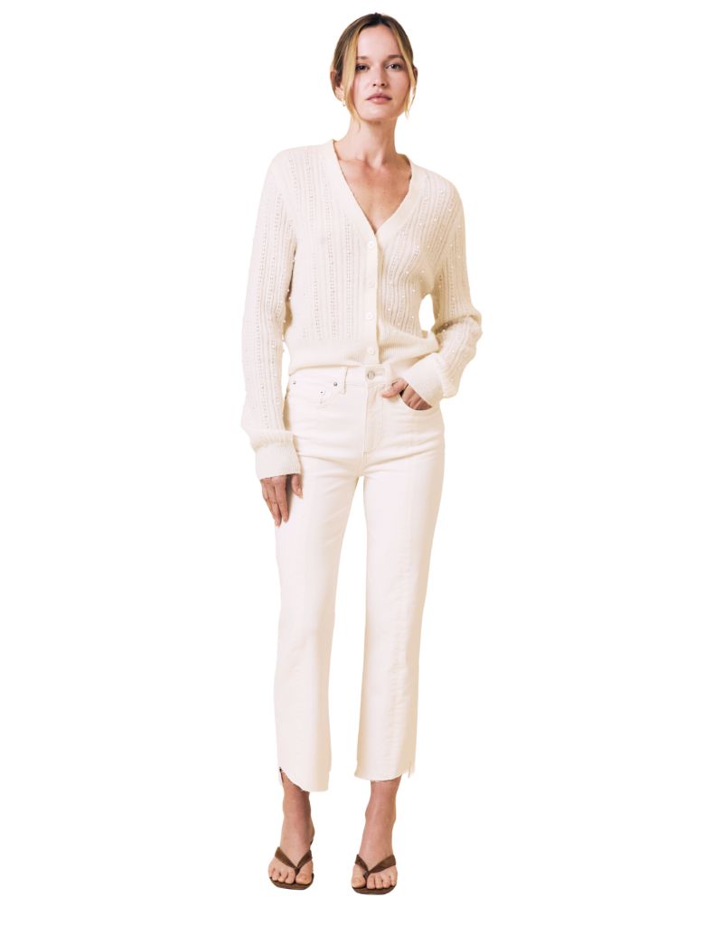 Pearl Embellished Cardigan Ivory