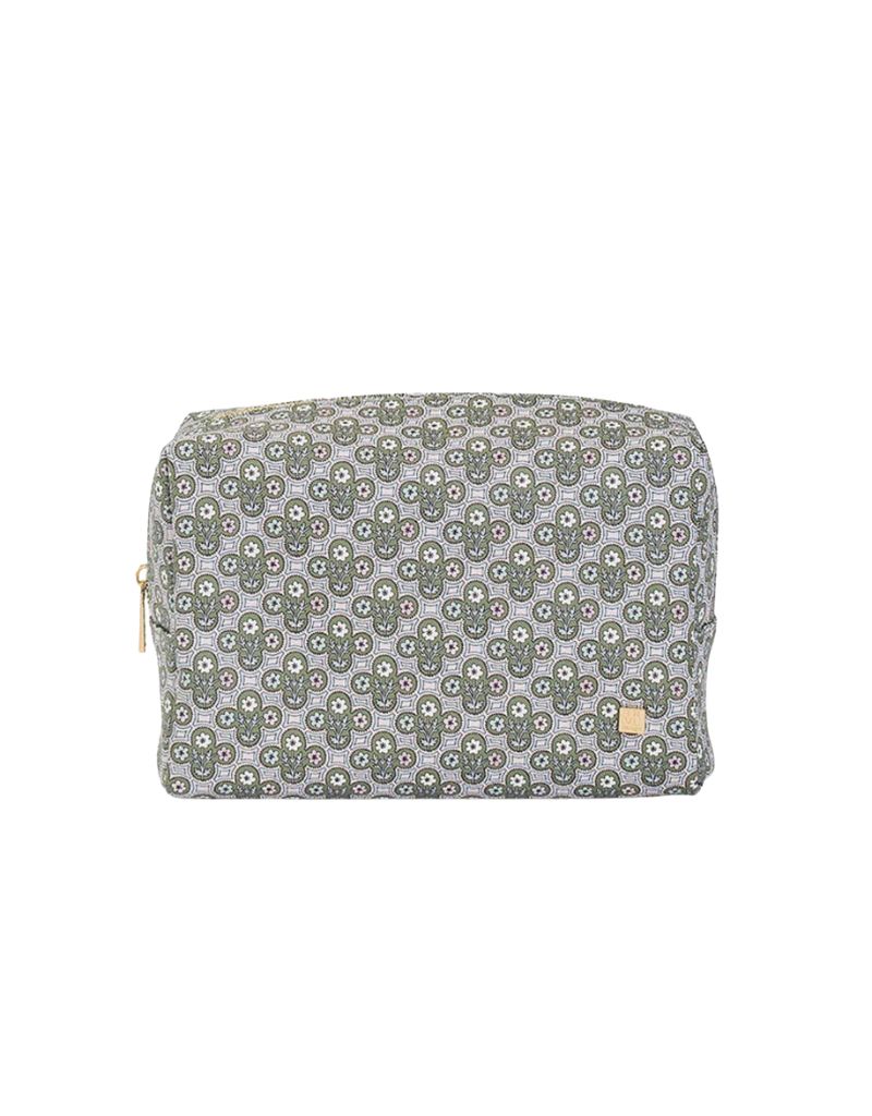 Luxe Everyday Cosmetic Bag Surrey with Green Pinstripe Liner
