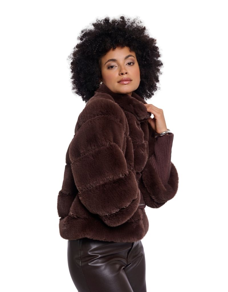 Feline Jacket with Rib Cuffs Coffee Roast
