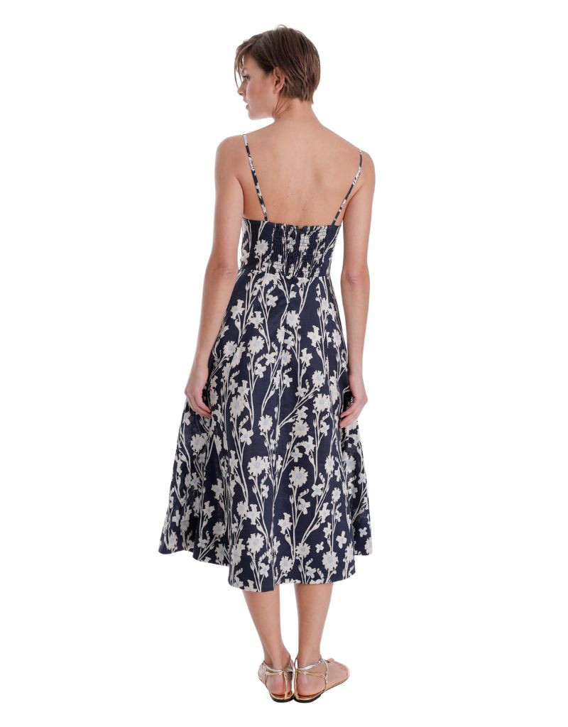 Winona Print Midi Dress Navy Floral