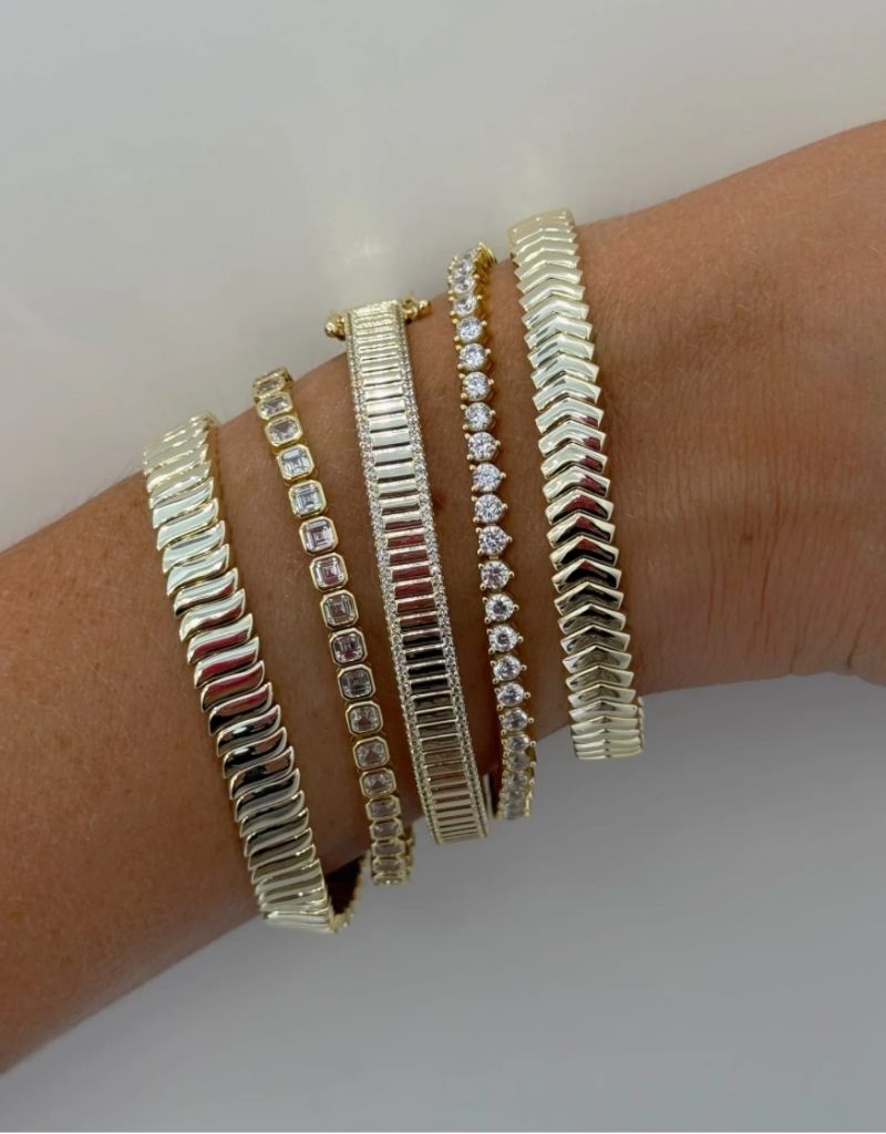 Bezel Square Tennis Bracelet Gold