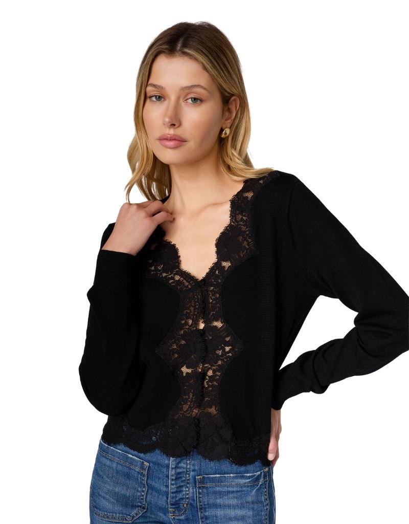 Sanders V Neck Cardigan Black H26