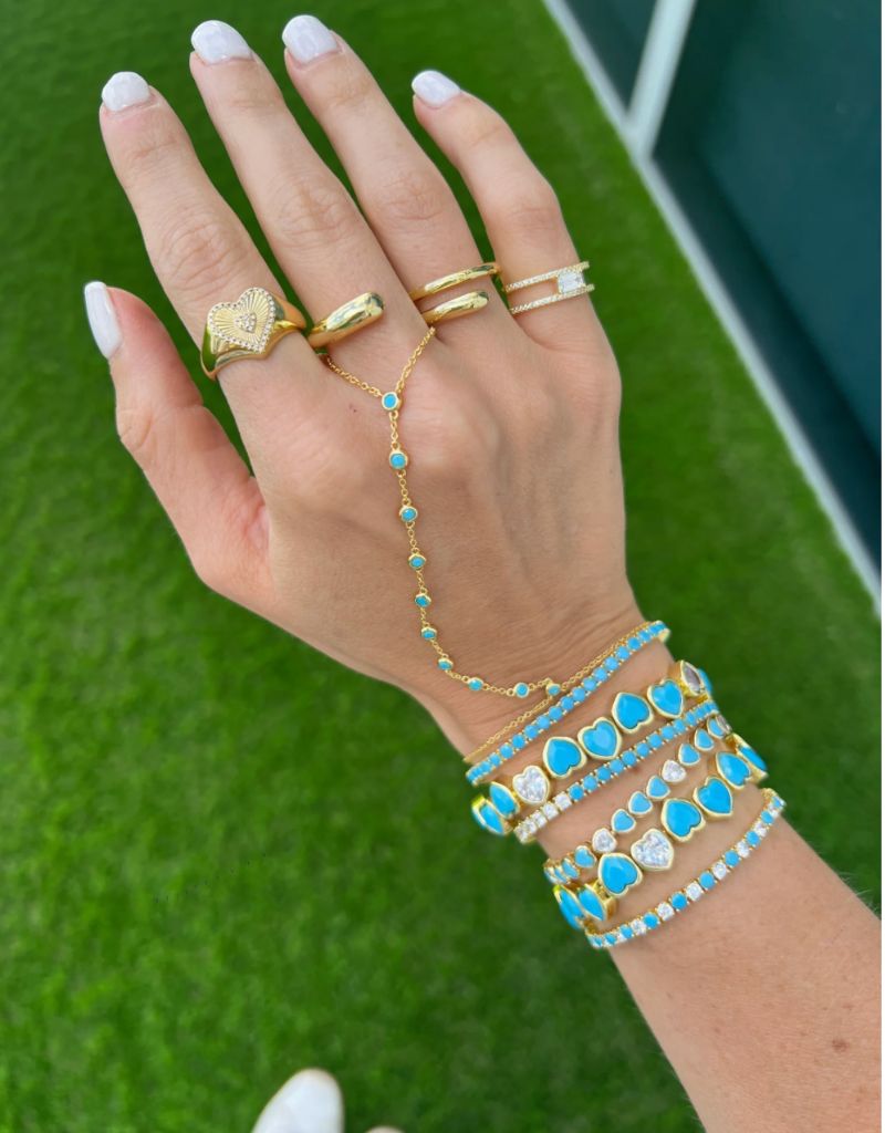 Turquoise Bezel Hand Chain