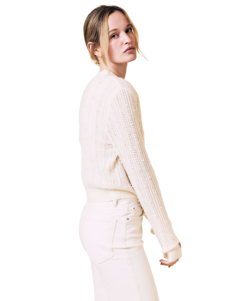 Pearl Embellished Cardigan Ivory