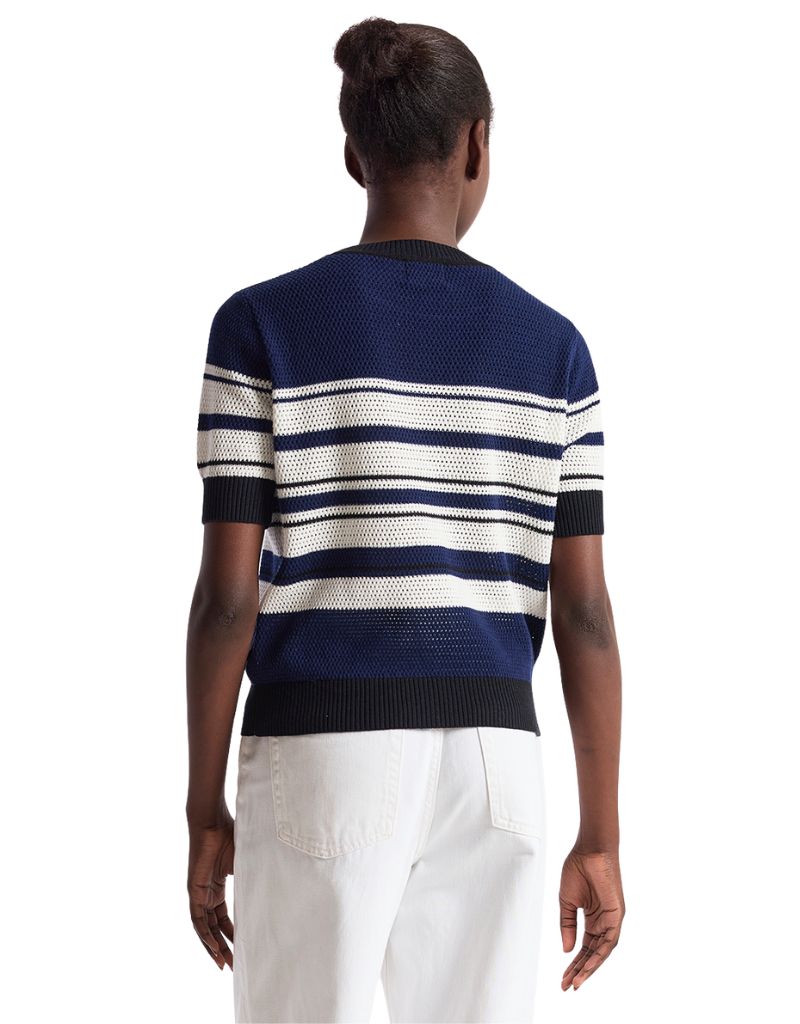Wispr Texture Stripe Tee Navy Ivory Black