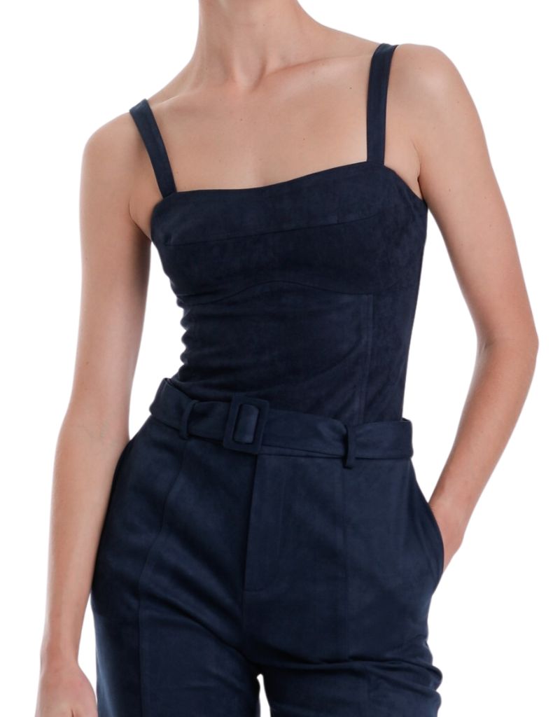 Veronica Suede Bodysuit Midnight