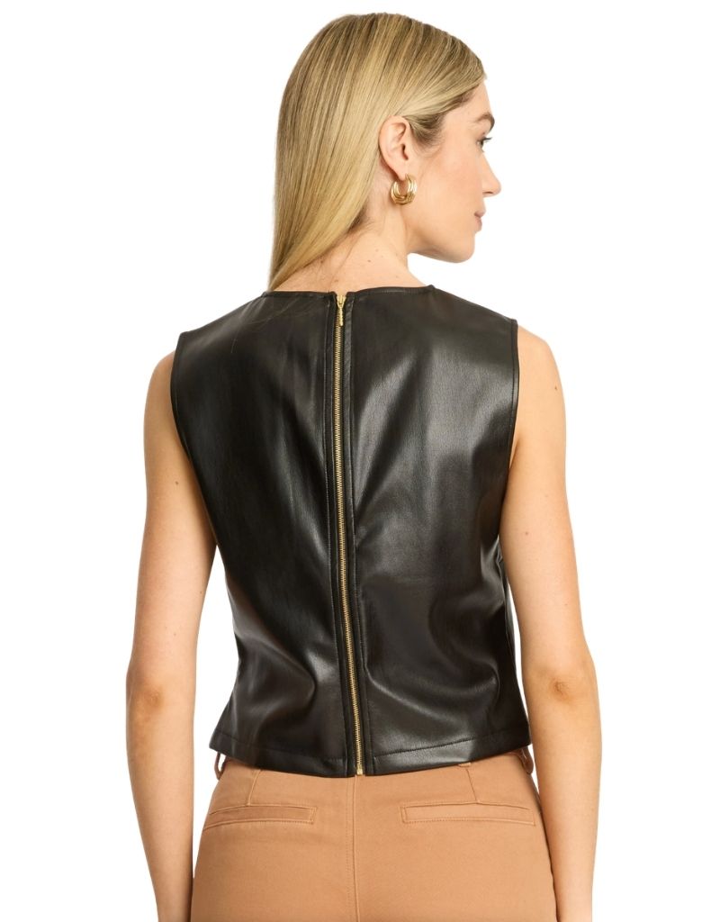 Jag Top in Black Vegan Leather