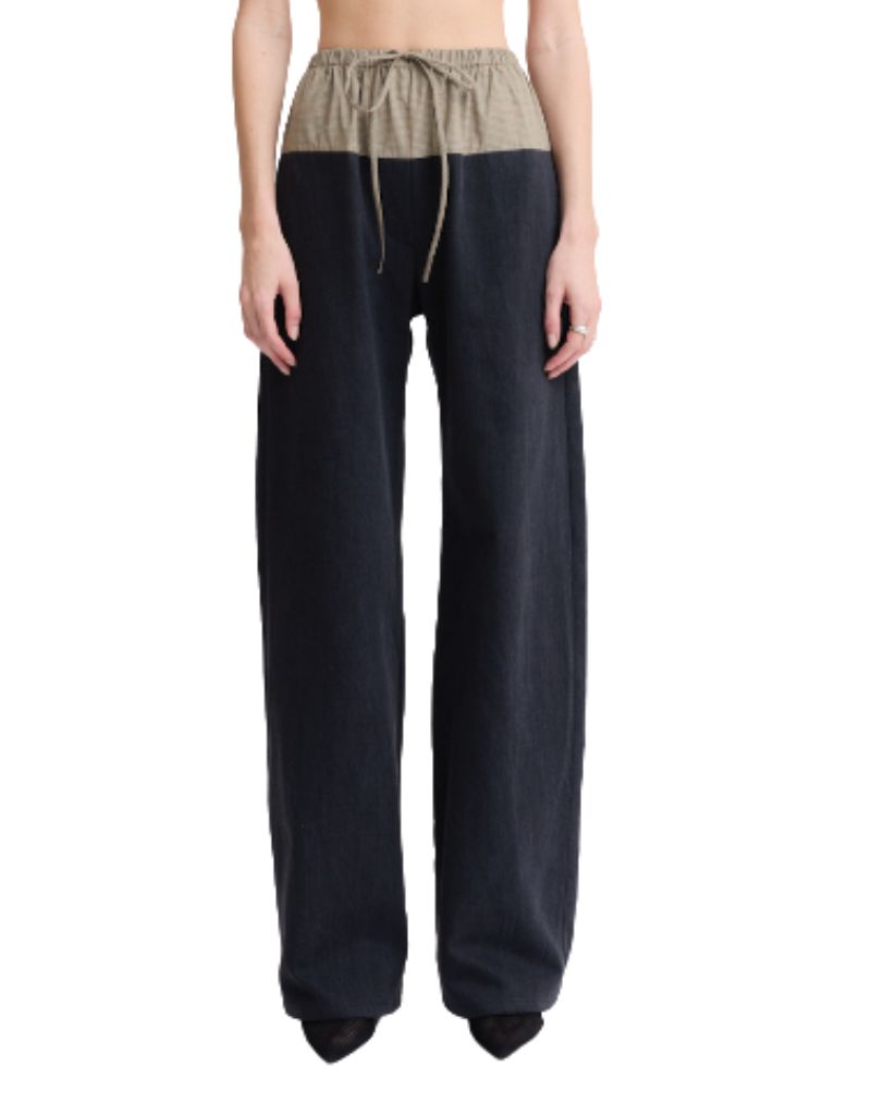 Drawstring Combo Pant Faded Black Denim F26