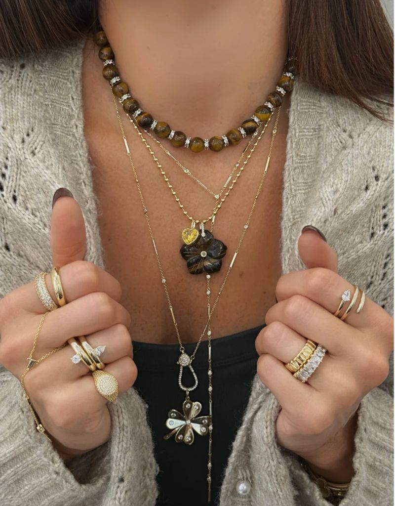 The Tiger Eye Luxe Bead Necklace Gold Brown