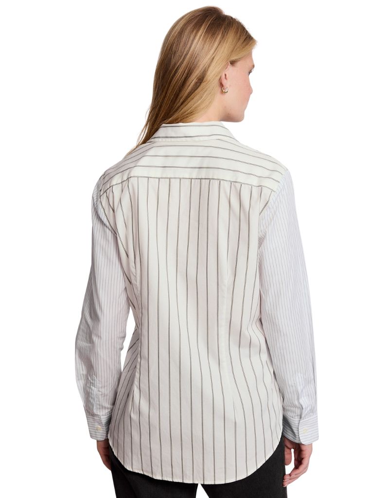 The Boyfriend Shirt Cream Olive Stripes