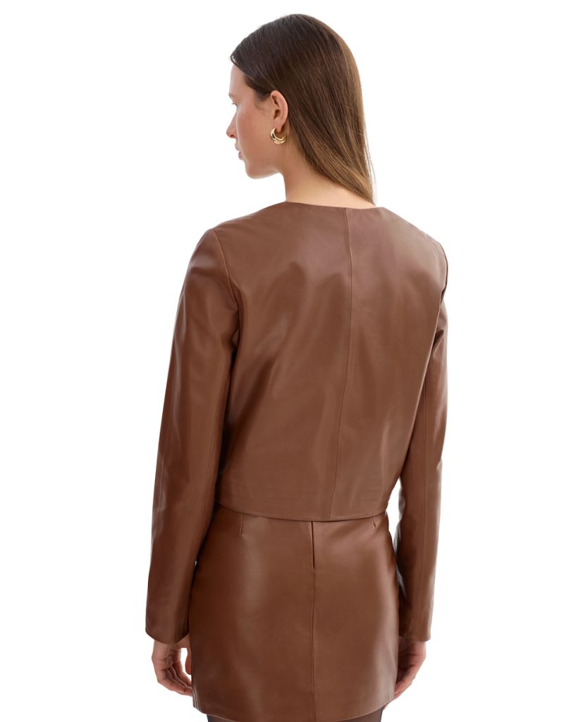 Linette Leather Jacket Luggage