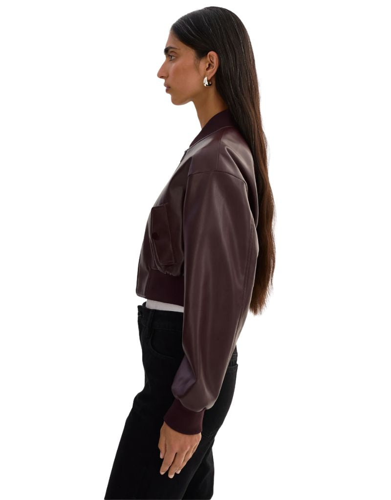 Evelin Faux Leather Cropped BomberJacket Vamp F26