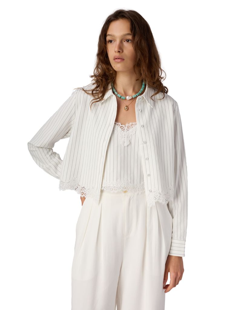 Callum Button Down White Pinstripe