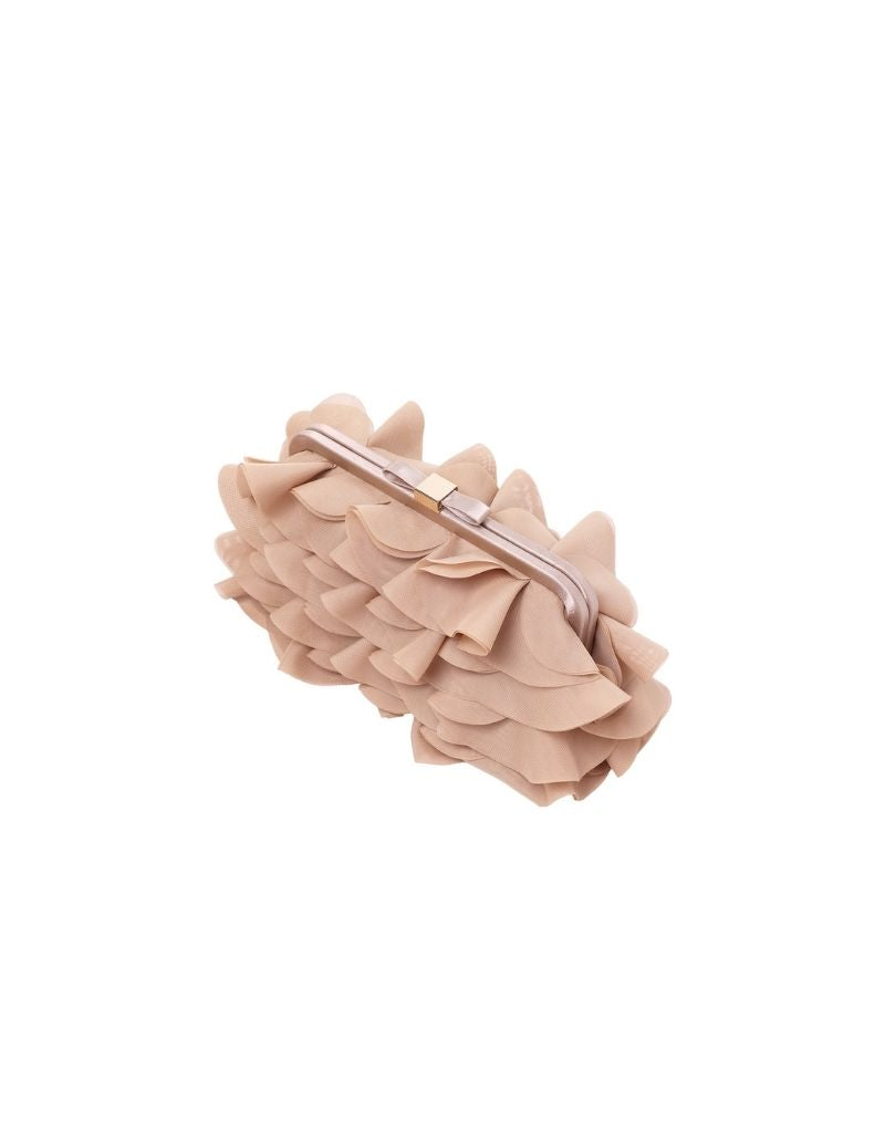 Chiffon Ruffled Clutch SRB-1291 Champagne