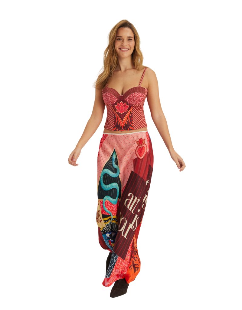 Blakely Slip Skirt Red Aura