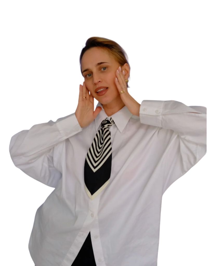 No. 2 Black and Cream Scarf 65cm