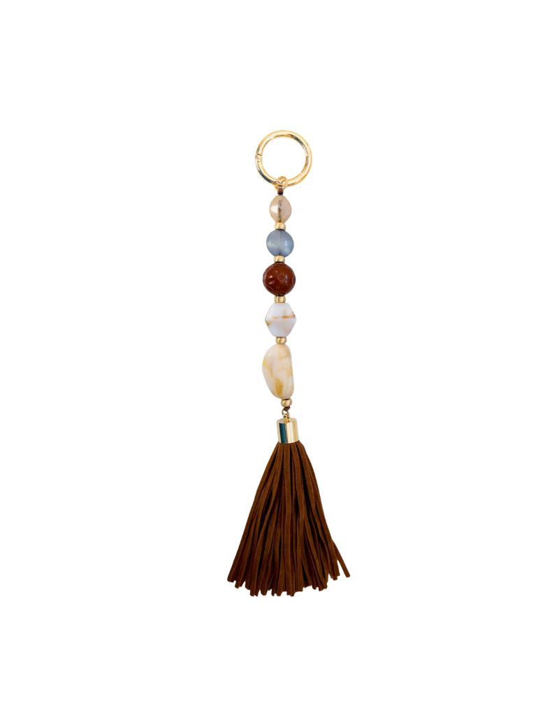 4472K Gold Mocha Semi Beaded Bag Charm