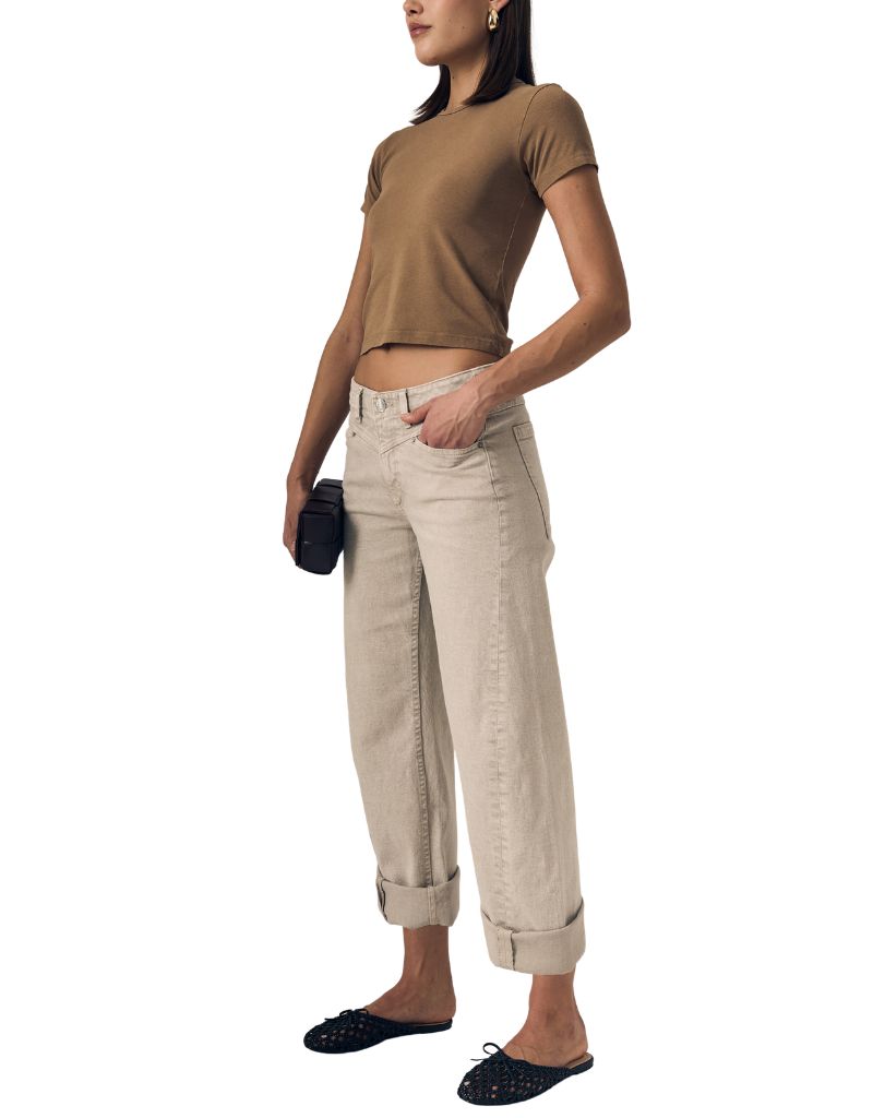 Selena Crop Cuffed Mid Rise Desert Sands H26