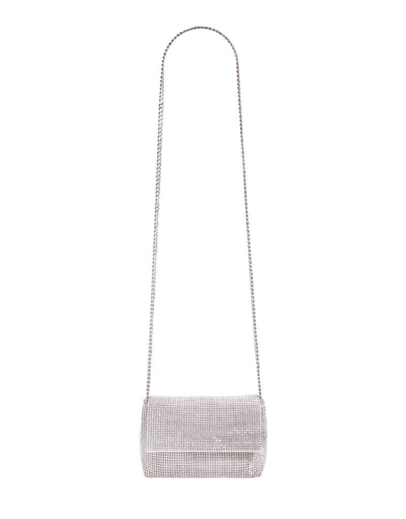 Rhinestone Flap Bag with Chain Strap SRB-E3996 Silver