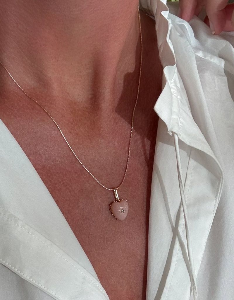 Isabel Pink Jade Heart Charm