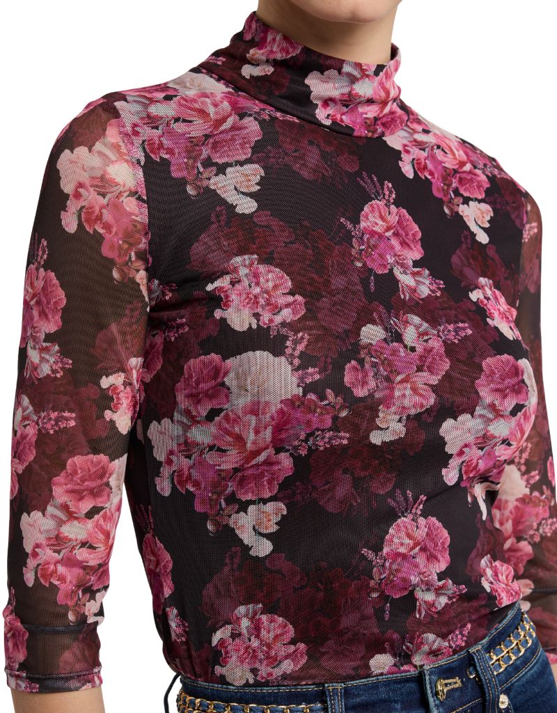 Milo Floral Mesh Bodysuit Burgundy Fluer Multi