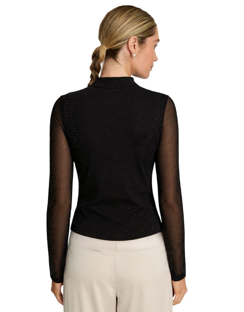Marta Top in Black Sequin Mesh