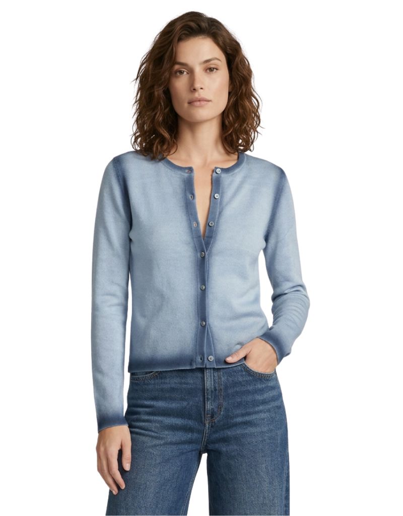 Gradient Edge Cardigan Ice Blue Indigo F26
