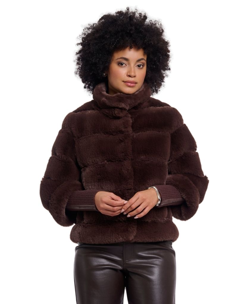 Feline Jacket with Rib Cuffs Coffee Roast