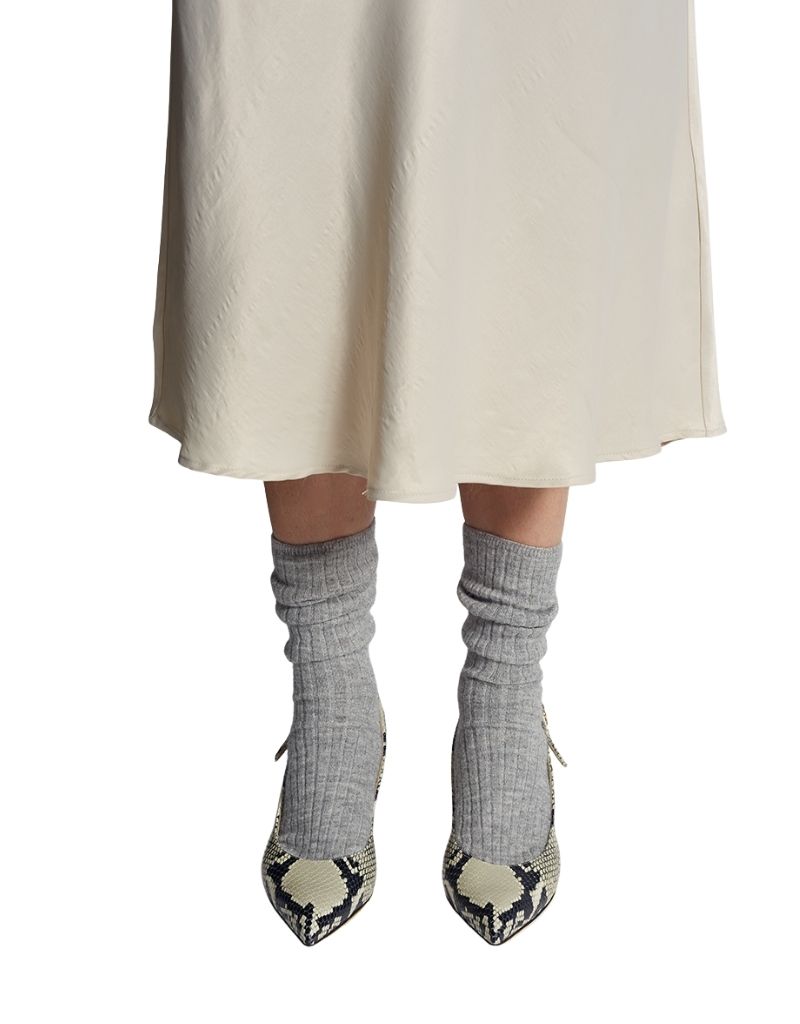 Ali Ribbed Sock Pale Grey Melange