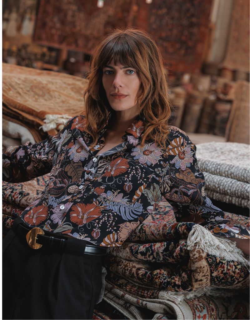 The Belle Silk Blouse Midnight Fantasy