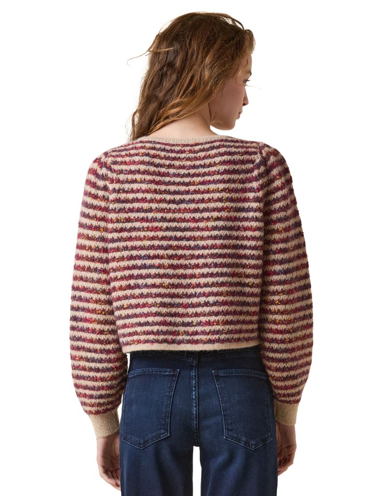 Jasmine Cardigan Burgundy Stripe