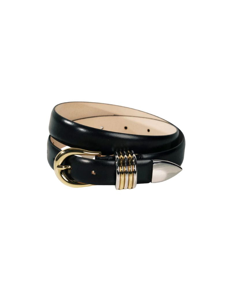 Hollyhock Mixed Metal Belt Black Silver & Gold