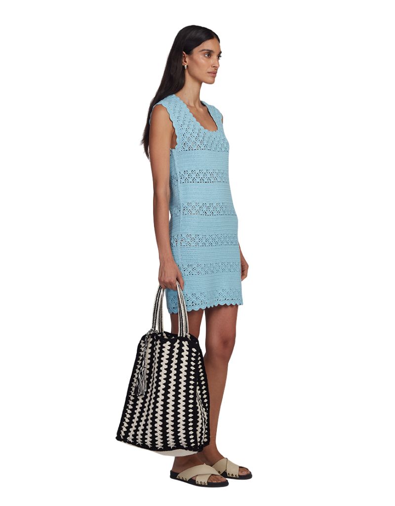 Vera Crochet Tote Bag Ivory Black Combo